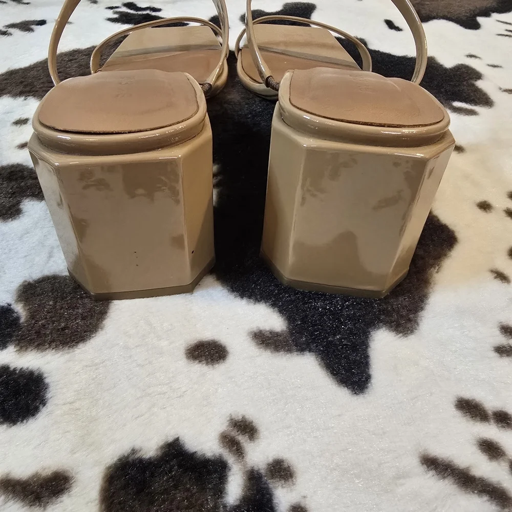 BY FAR Patent Beige Double Strap Sandals - Picture 4 of 12